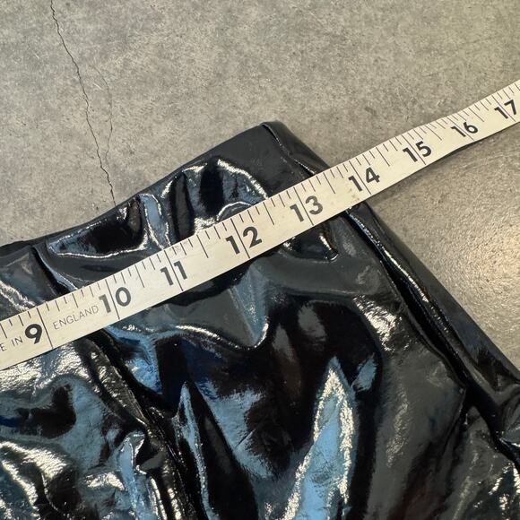 Vintage Y2k Oh Polly Black Latex Mini Dance Skirt 4 Small - Picture 4 of 5